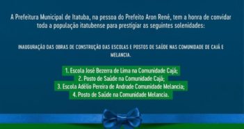Prefeito Aron inaugura na próxima terça feira(23) duas escolas e dois postos de saúde na zona rural de Itatuba