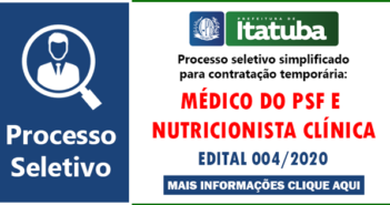 EDITAL DE ABERTURA DE INSCRIÇÕES N° 004/2020 –PARA OS CARGOS DE MÉDICO E NUTRICIONISTA COM ESPECIALIZAÇÃO NA ÁREA CLÍNICA
